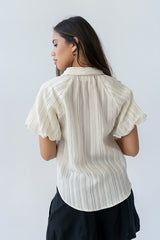 London Striped Button Up in Cream
