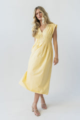 Barb Pleated Midi Dress in Yellow