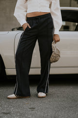 Emily Striped Wide Leg Pants in Navy