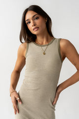 Kamber Striped Midi Tank Dress in Green