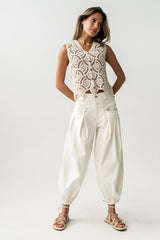 Vicky Crochet Vest in Tan