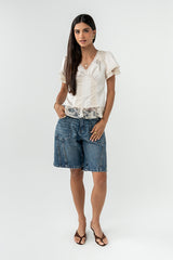 Brittany Satin Top in Cream