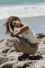 Lana Embroidered Tank Top in Cream