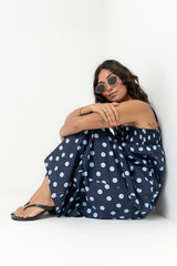 Taylen Polka Dot Maxi Dress in Midnight
