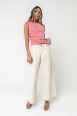 Michelle Boatneck Striped Top in Red