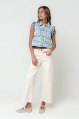 Jaycie Ruffle Denim Vest in Denim