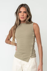 Nina Asymmetrical Tank in Olive