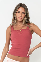 Saylor Ribbed Tank in Berry
