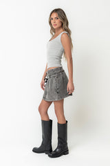 Sawyer Lace Trim Tank Top in Heather Grey