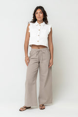 Jaycie Ruffle Denim Vest in White