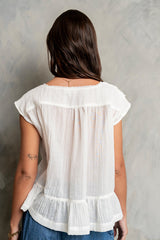 Kinzley Oversized Lace Top in Off White