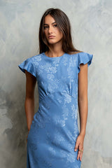 Mateo Floral Maxi Dress in Blue