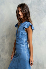 Mateo Floral Maxi Dress in Blue