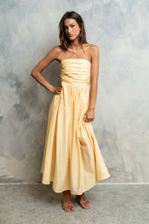 Kayleen Strapless Dress in Yellow