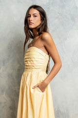 Kayleen Strapless Dress in Yellow