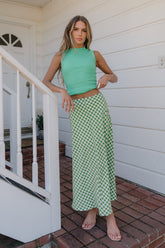 Posie Gingham Maxi Skirt in Green