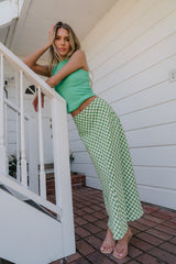 Posie Gingham Maxi Skirt in Green