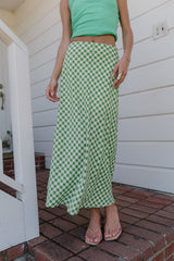 Posie Gingham Maxi Skirt in Green