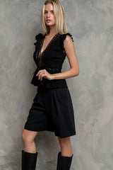Halsey Peplum Top in Black