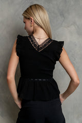 Halsey Peplum Top in Black