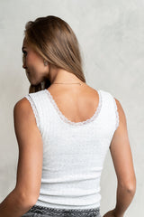 Mackie Lace Trim Tank in Heather Grey