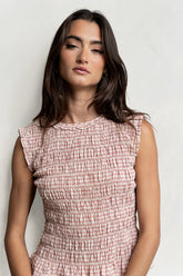 Mailee Plaid Smocked Tank in Red