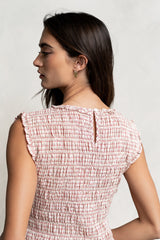 Mailee Plaid Smocked Tank in Red