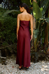 Ayla Satin Maxi Dress in Wine