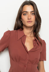 Mary Sheer Blouse in Marsala