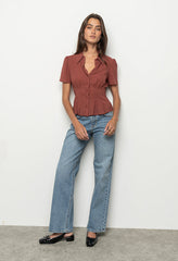 Mary Sheer Blouse in Marsala