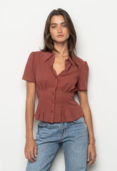 Mary Sheer Blouse in Marsala