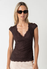 Gracie Lace Top in Brown