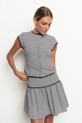Vanessa Gingham Lace Trim Top