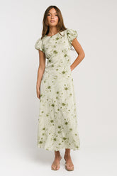 Savannah Floral Midi Dress in Green