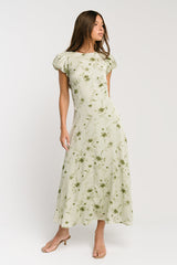 Savannah Floral Midi Dress in Green