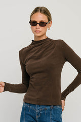 Alice Mock Neck Top in Brown
