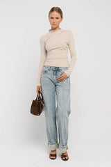Alice Mock Neck Top in Natural