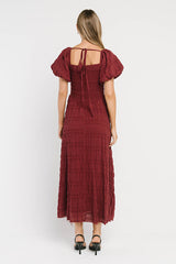 Beckie Smocked Maxi Dress in Burgundy