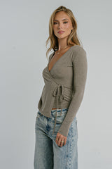 Ariella Wrap Top in Brown