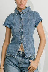 Briley Denim Button Up in Medium Wash