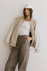 Call The Shots Varsity Jacket in Mocha