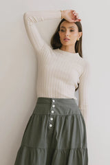 Lonnie Button Sleeve Sweater in Oatmeal