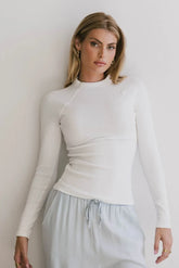 Amaya Mock Neck Top in Ivory