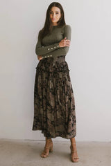 Lonnie Button Sleeve Sweater in Green