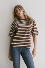 Freddie Striped Tee in Brown