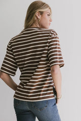 Freddie Striped Tee in Brown