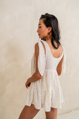 Mary Floral Knit Romper in Ivory