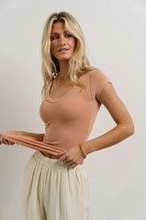 Oaklynn Ribbed Top in Peach