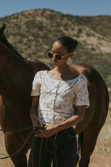 Sam Crochet Button Down Top