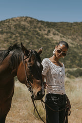 Sam Crochet Button Down Top